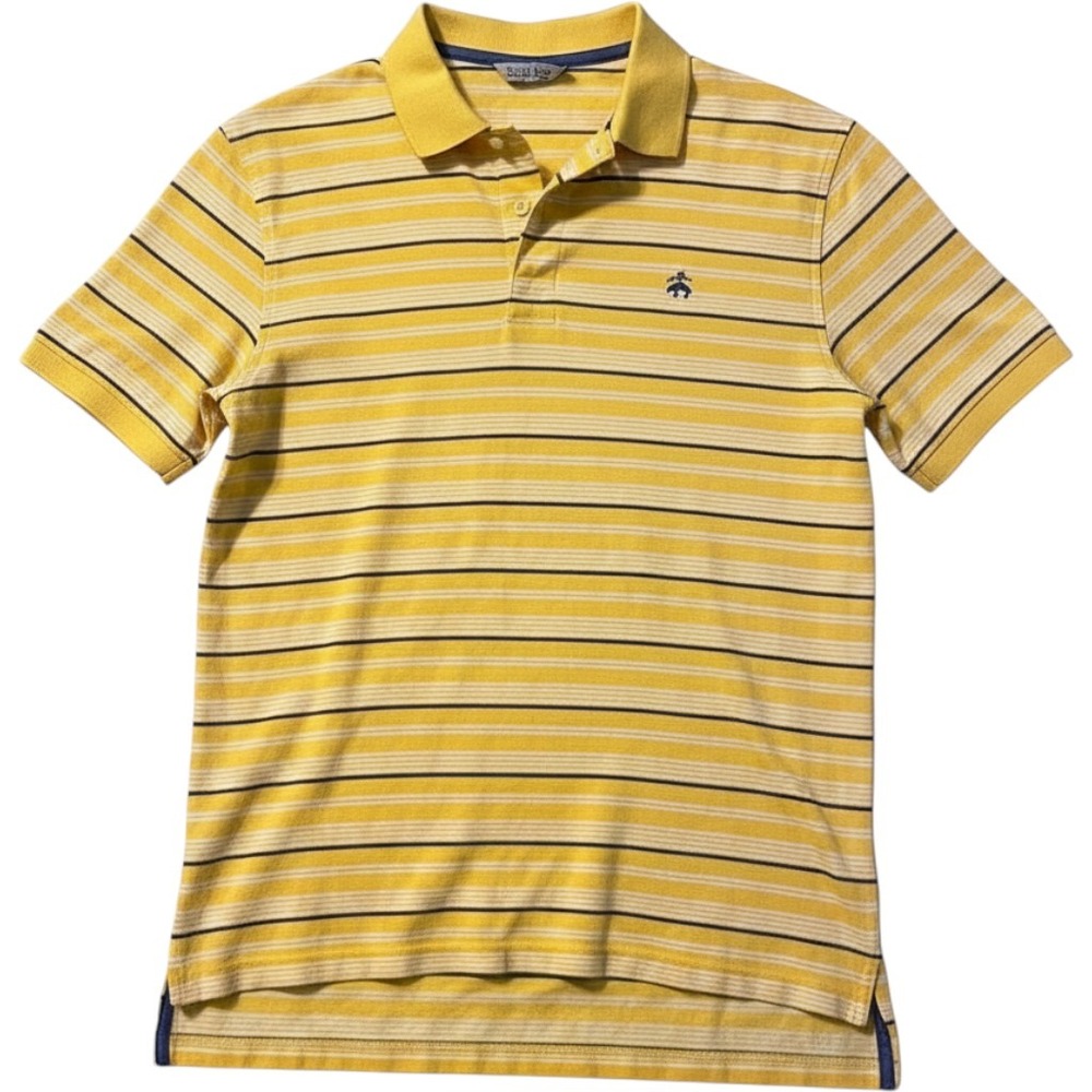 Brooks Brothers 1818 Performance Polo Mens XL Slim Fit Yellow Striped Cotton‎